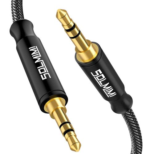 Câble auxiliaire de 1,2 m pour voiture, câble jack audio stéréo mâle 3,5 mm avec tresse en nylon compatible avec smartphone, casque, téléviseur, système stéréo, ordinateur portable, etc.