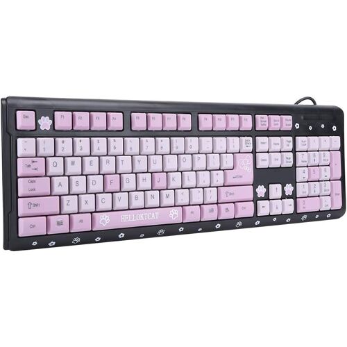 Clavier Filaire Ultra-Fin, Clavier USB Cute Cartoon, Plug and Play, Clavier Rose/Noir/Violet, Clavier Ergonomique, Clavier étanche pour Ordinateur de Bureau Ordinateur Portable(Noir)