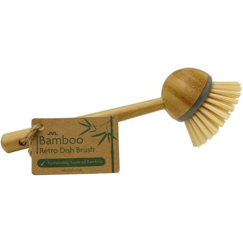 Brosse à Vaisselle Ronde en Bambou à Long Manche Naturel