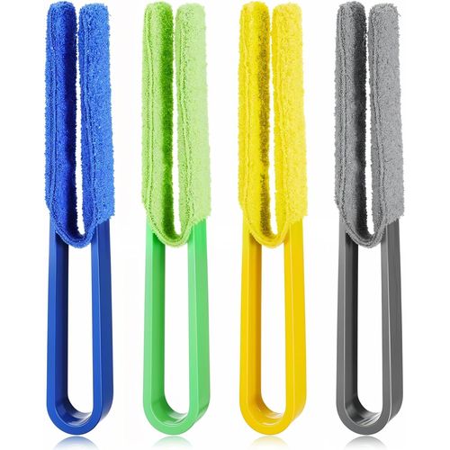 Lot De 4 Brosses De Nettoyage Pour Stores Avec 4 Manchons Amovibles Et Lavables En Microfibre - Outils De Nettoyage Pour Stores De Fenêtre, Aérations De Climatisation, Aérations De Voiture