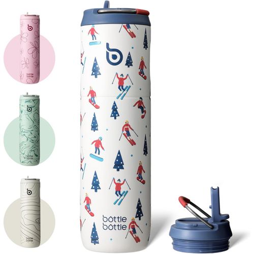 Gjfty-Bottle Bottle Bouteille Isotherme 710 Ml Gourde Isotherme Avec Paille Gourde Sport À Double Paroi En Acier Inoxydable Pour Voyager, Sports (Ski)