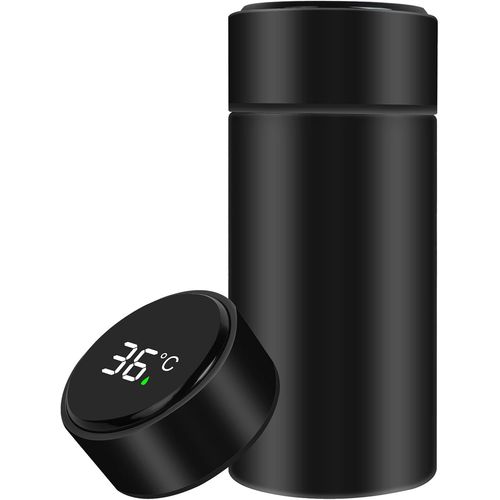 Bouteille Isotherme, Mini Gourde Isotherme En Acier Inoxydable, 200ml Bouteille D'eau Intelligente Avec Affichage Led De La Température, Etanche, Sans Bpa, Pour Running, École, Bureau|Noir