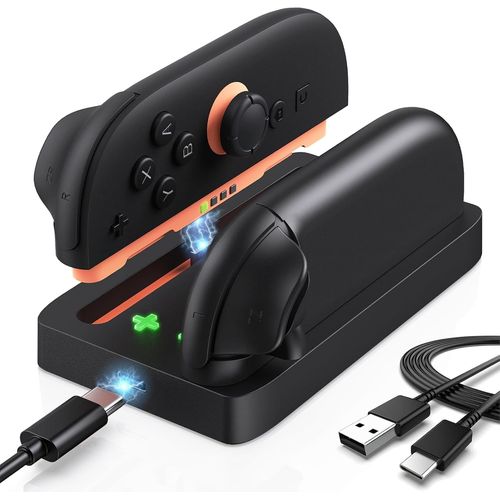 Gjfty-2 En 1 Chargeur Compatible Avec Nintendo Switch 2(2025) Pour Manette J-Con, Station De Charge 2 Ports Avec Indicateurs Led, Arrêt Automatique - Station De Chargement Du Contrôleur Switch 2