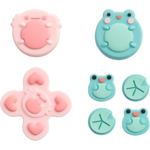 Tea-Abxy Coque Autocollante En Silicone Pour Boutons De Clé En Forme De Croix Compatible Avec Switch/Oled Grenouille Et Axolotl