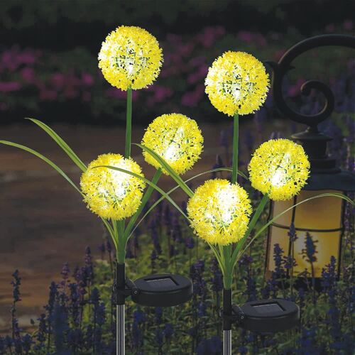 Lot De 3 Lampes Solaires À Piquet - Blanc Chaud - 36 Led - Avec 2 Modes D'affichage - Étanches - Pour Jardin Et Allée