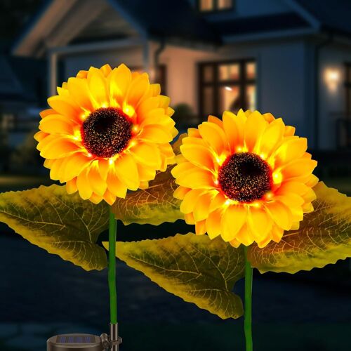 Lot De 2 Lampes Solaires En Forme De Tournesol Étanches Pour Jardin, Cour, Allée, Patio, Porche, Parterre De Fleurs, Décorations De Cimetière