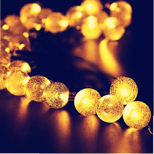 Kal-Guirlande Solaire 30 Led 8 Modes Bubble Ball String Fairy Lights Jardin Extérieur Patio Backyard Décoration De Fête De Noël Lampes Solaires (21 Pi, Blanc Chaud)