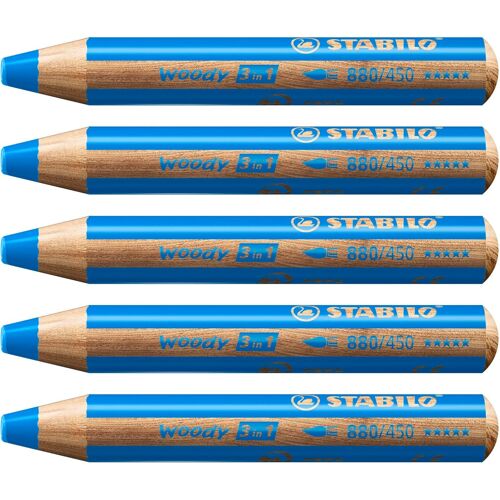 Woody 3in1 Crayon De Couleur Lot X 5 Crayons De Coloriage Bleu Cobalt Moyen