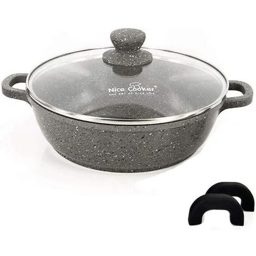 Nice Cooker - Poele A Servirmijoteuse - Roc-Tec. Vraies Particules De Pierre. Antiadhesif. Tous Feux Dont Induction Four (24 Cm)