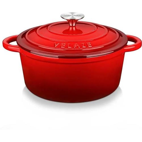 Velaze Cocotte En Fonte Induction, Faitout Fonte Emaillee Antiadhesif Avec Couvercle, Marmite En Fonte Bon Scellement, Diametre De 2