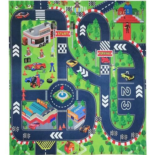 TEEAW--Kid Tapis pour Voitures, 130 X100cm Moquette Tapis de Jeu d'enfants, idéal pour Jouer avec des Voitures et Jouets
