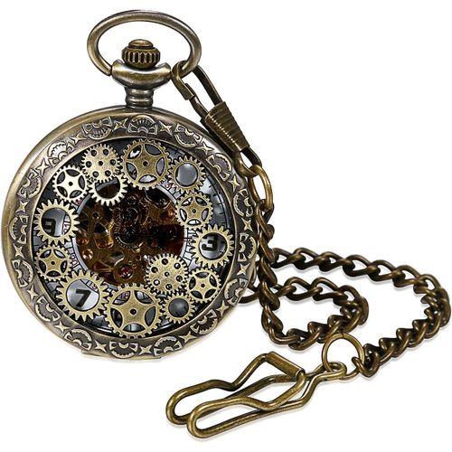 Fdjhy-Montre De Poche Vintage À Quartz: Gousset Avec Chaîne Et Chiffres - Mécanique Avec Pignon
