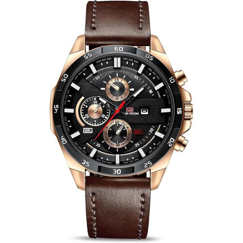 Montres Pour Hommes,Montre Chronographe De 55mm,Montre À Analogique Quartz Avec Bracelet En Cuir Et Date,Grand Cadran Mode Affaire Montres-Bracelets Cadeau Elégant Pour Homme.[J131]