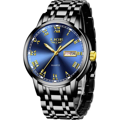 Montre Homme Quartz Analogique Bracelet Acier Inoxydable Étanche.[J49]