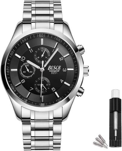 Non Chronographe Montre Homme Acier 30m Etanche,Mode Analogique Classique Affaires Montres Bracelet Pour Homme,Montres Hommes Anti Rayure Étanche Automatique Homme Meilleur Cadeau