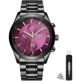 Fdjhy-Non Chronographe Montre Homme Acier 30m Etanche,Mode Analogique Classique Affaires Montres Bracelet Pour Homme,Montres Hommes Anti Rayure Étanche Automatique Homme Meilleur Cadeau