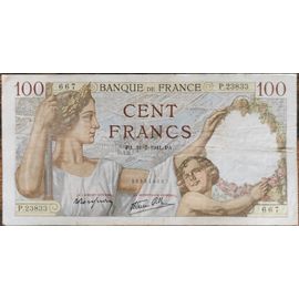 Billet 100 Francs Sully 31 = 7 = 1941 France P.23833