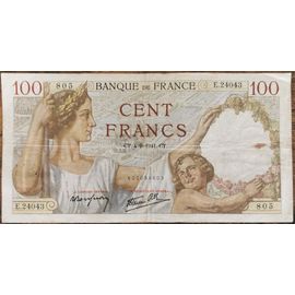 Billet 100 Francs Sully 4 = 9 = 1941 France E.24043