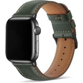 Khkui-Compatible Pour Bracelet Apple Watch 49mm 46mm 45mm 44mm 42mm Cuir Véritable Bracelet De Remplacement Compatible Avec Apple Watch Ultra Se Séries 10/9/8/7/6/5/4/3/2/1, Vert