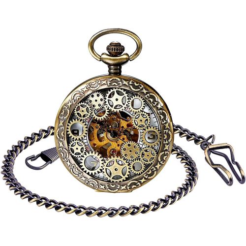Fdjhy-Montre À Gousset Rétro Pour Homme Et Femme - Montre Mécanique Analogique Avec Chaîne De Pull