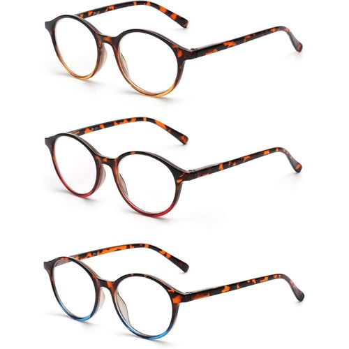 3 Pack Vintage Lunettes De Lecture Ronde Lunette De Vue Charnière À Ressort Pour Lecteur Hommes Femmes 