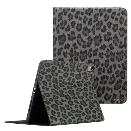 Selencia Coque tablette Sabi avec imprimé léopard iPad 11 (2025) 11 pouces A16 / iPad 10 (2022) 10.9 pouces Midnight Black