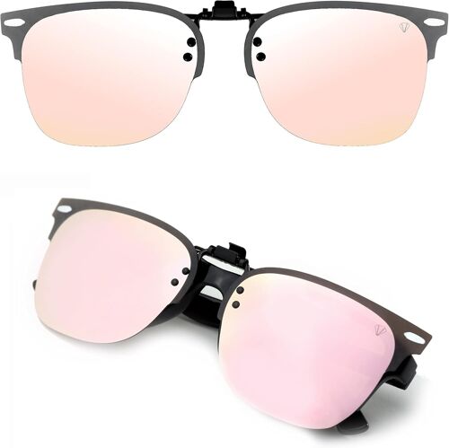 Clip Lunettes de Soleil Polarisées, Relevable et Ultra léger, Surlunettes de soleil, Clip Solaire, Homme, Femme, 100% Anti-UV, Certifié CE