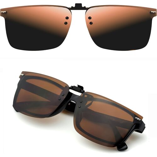 Clip Lunettes de Soleil Polarisées, Relevable et Ultra léger, Surlunettes de soleil, Clip Solaire, Homme, Femme, 100% Anti-UV, Certifié CE