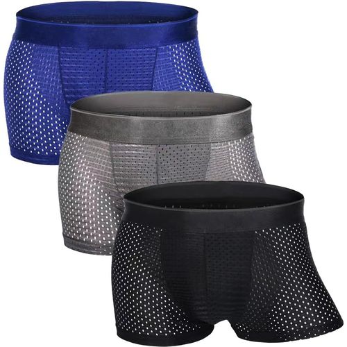 Tzf-Boxer Homme Respirant Maille Shorties Soie Glacée Transparence Sexy Sous-Vêtement Ultra Cool Et Confortable Caleçons