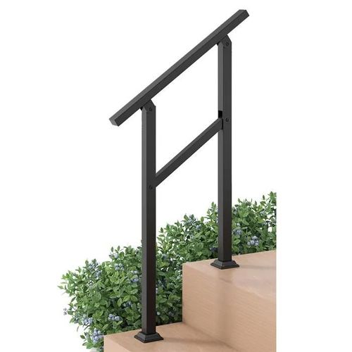 Main Courante pour Escalier 70 cm COSTWAY en Acier 0-2 Marches-Angle Flexible-Kit d'Installation-Intérieur Extérieur Porche Entrée