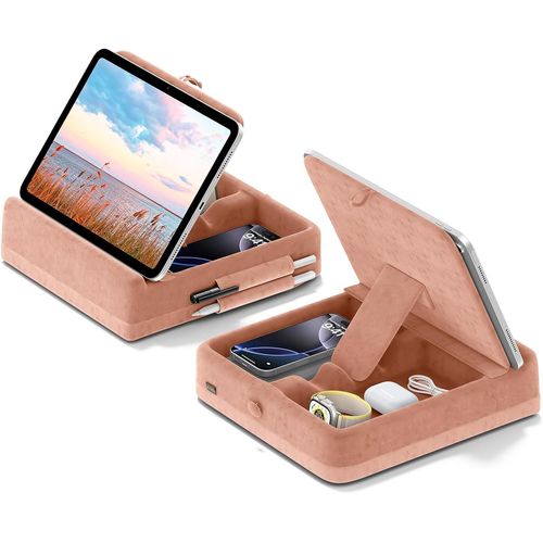 Coussin Support Tablette Avec Rangement, Support Tablette Lit Pliable, Support Livre Ouvert Pour Lit, Genoux, Bureau, Support Ipad Pour Ipad Pro 12.9, 10.5, 11, Air, Téléphones, Livres, Etc. Gris