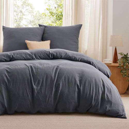 Tianyi-Housse De Couette 230 X 220 Cm Gris Avec 2 Taies D'oreiller 50 X 75