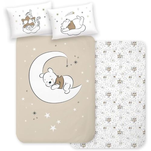 Tzf-Parure De Lit 100 X 135 Cm, Pour Enfant, Motif Winnie L'ourson, Parure De Lit Pour Bébé Fille Et Garçon, 100 % Coton, 1 Taie D'oreiller 40 X 60 Cm Et Housse De Couette 100 X 135 Cm