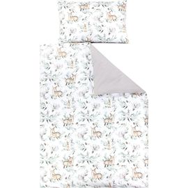 Uiiuy-Ensemble De Linge De Lit Pour Enfants 2 Pièces, Lièvres/Chevreuils/Feuilles, 135x100 Cm