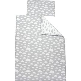 Uiiuy-Ensemble De Linge De Lit Pour Enfants 2 Pièces, Nuages Gris, 135x100 Cm