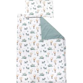 Uiiuy-Ensemble De Linge De Lit Pour Enfants 2 Pièces, Renards En Avion/Vert, 135x100 Cm