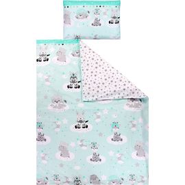 Uiiuy-Ensemble De Linge De Lit Pour Enfants 2 Pièces, Bébé Animaux Gris/Vert, 135x100 Cm