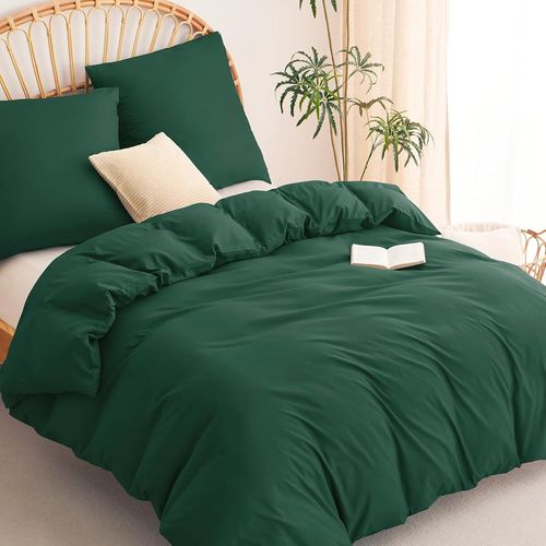 Tianyi-Housse De Couette 200x200 Cm Avec 2 Taie D'oreiller 80x80 Cmparure De Lit 2 Personne Avec Fermeture Éclair Sets De Housse Couette En Microfibre Brossé, Vert Émeraude