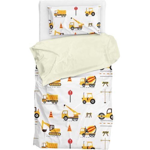 Cheng-Housse De Couette 90x190 Enfant Truck - Housse De Couette 1 Personne Garçon Avec Taie D'oreiller 40x60 Avec Fermeture À Glissière - Microfibre