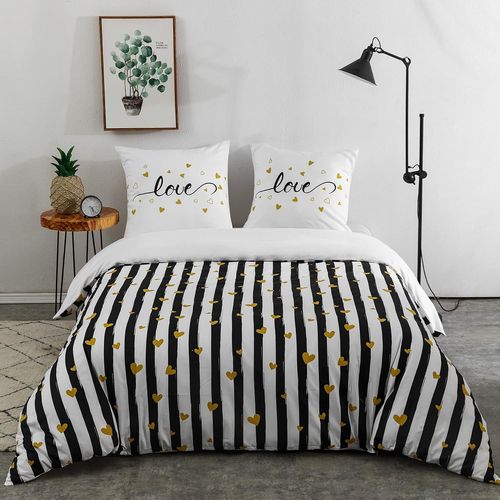 Slep-Sets De Housse De Couettes 220 X 240 Cm + Lot 2 Taies D'oreillers 65 X 65 Cm Parure De Lit Imprimé Rayure Multicolore Pour 2 Personnes Motif 5
