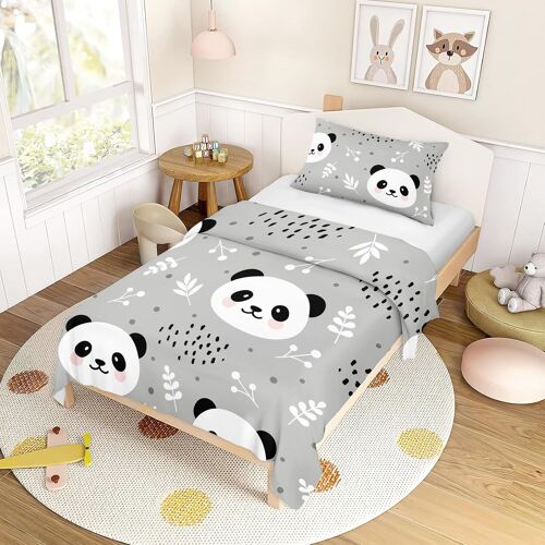 Ulteronixshop-Parure De Lit 90x190 Enfant - Panda Housse De Couette 90x190 Et Taie D'oreiller 40x60 Cm - Dessins Animés Housses De Couettes Enfant Doux Ensemble De Literie En Microfibre