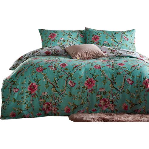 Tzf-Vintage Chinoiserie Housse De Couette Et Taie Set, Polycoton, Jade, Roi