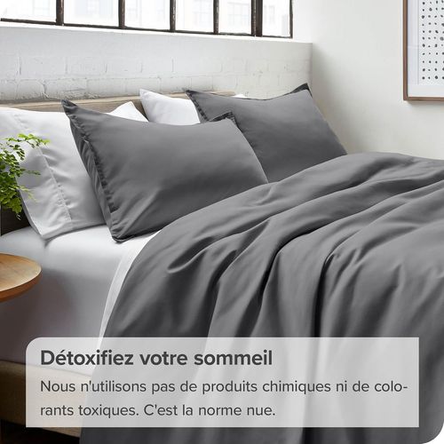 Tzf-Parure De Couette 135 X 200 Cm - Housse De Couette En Microfibre Doublement Brossée Et 1 Taies D`Oreiller (135 X 200/80 X 80 X 1, Gris Foncé)