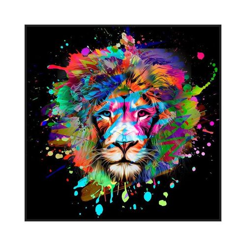 Carré Simili Cuir 44x44 Cm Tête De Lion