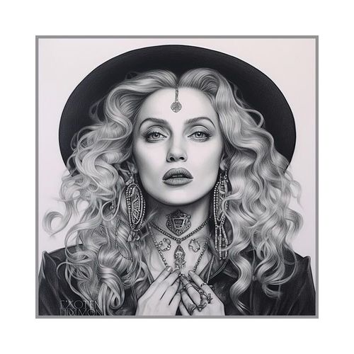Carré Simili Cuir 44x44 Cm Portrait Noir Et Blanc