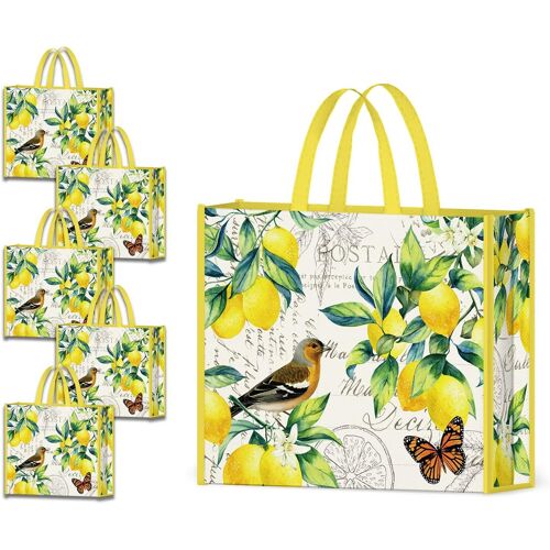TIANYI-5 Pcs Tote Bag Reutilisable Sac Courses Cabas De Courses Lavables Grand Sac Caddie