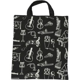 KAWOQ-Sac à main Punk en coton pour femme, sacs cabas, motif notes et instruments de musique de 36 x 41 cm