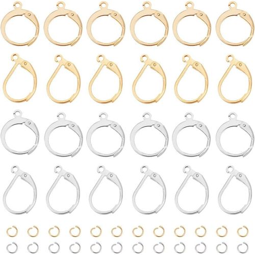 Gjhgf-80 Ensembles 2 Styles Apprêts De Boucles D'oreilles À Levier Acier Inoxydable Avec Boucles Et Anneaux De Saut Crochets De Boucle D'oreille Français À Levier Dorés Apprêts De Fil D'oreille