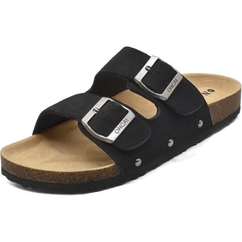 Utigh-Mules Femme Boucle Mules Et Sabots Femme Bout Ouvert Cuir Été Plates En Liège Sandales