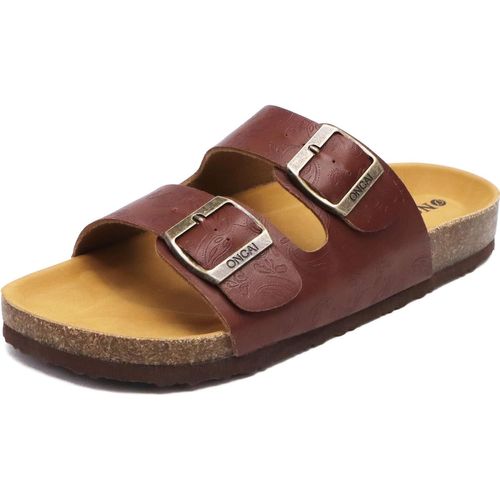 Utigh-Mules Femme Boucle Mules Et Sabots Femme Bout Ouvert Cuir Été Plates En Liège Sandales